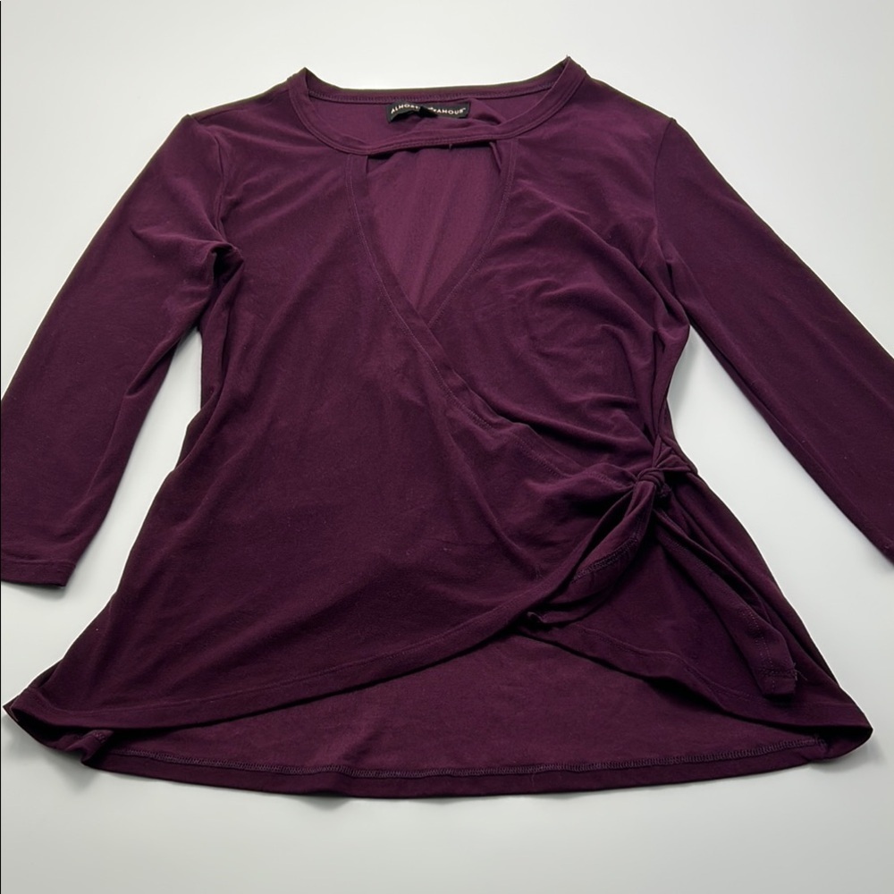 4/$20 Almost Famous Red Asymmetrical 3/4 Sleeve Blouse women small